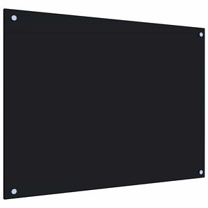 vidaXL Black Kitchen Splashback 80x60 cm Tempered Glass