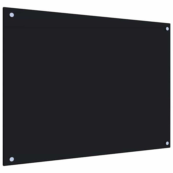 vidaXL Black Kitchen Splashback 80x60 cm Tempered Glass