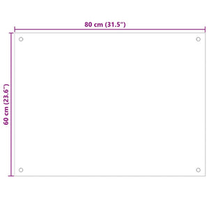 vidaXL Black Kitchen Splashback 80x60 cm Tempered Glass