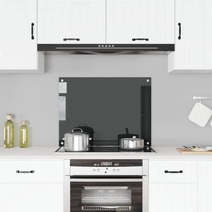 vidaXL Black Kitchen Splashback 80x60 cm Tempered Glass