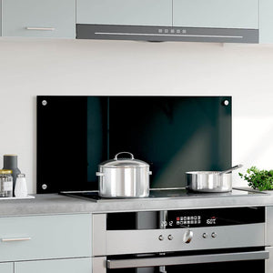 vidaXL Kitchen Backsplash Black 90x40 cm Tempered Glass
