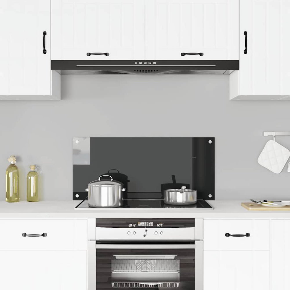 vidaXL Kitchen Backsplash Black 90x40 cm Tempered Glass