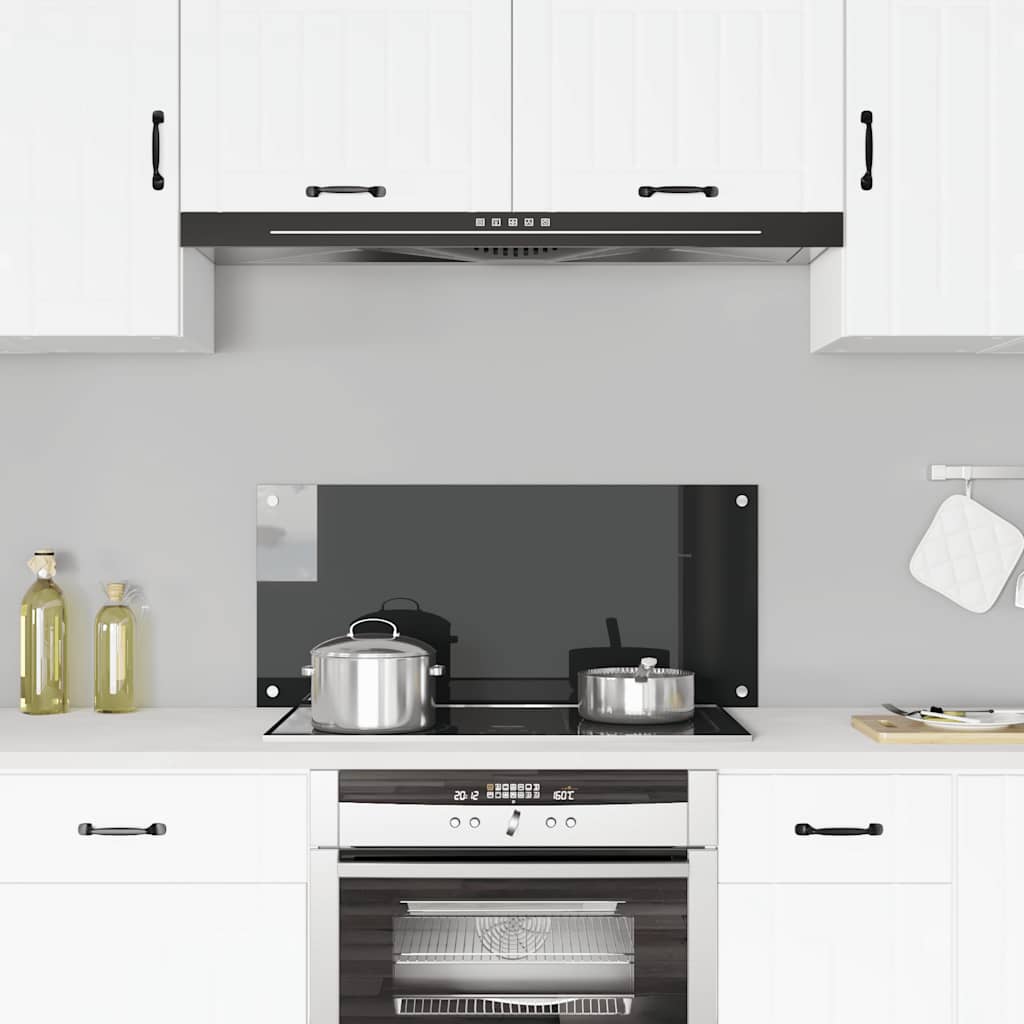 vidaXL Kitchen Backsplash Black 90x40 cm Tempered Glass