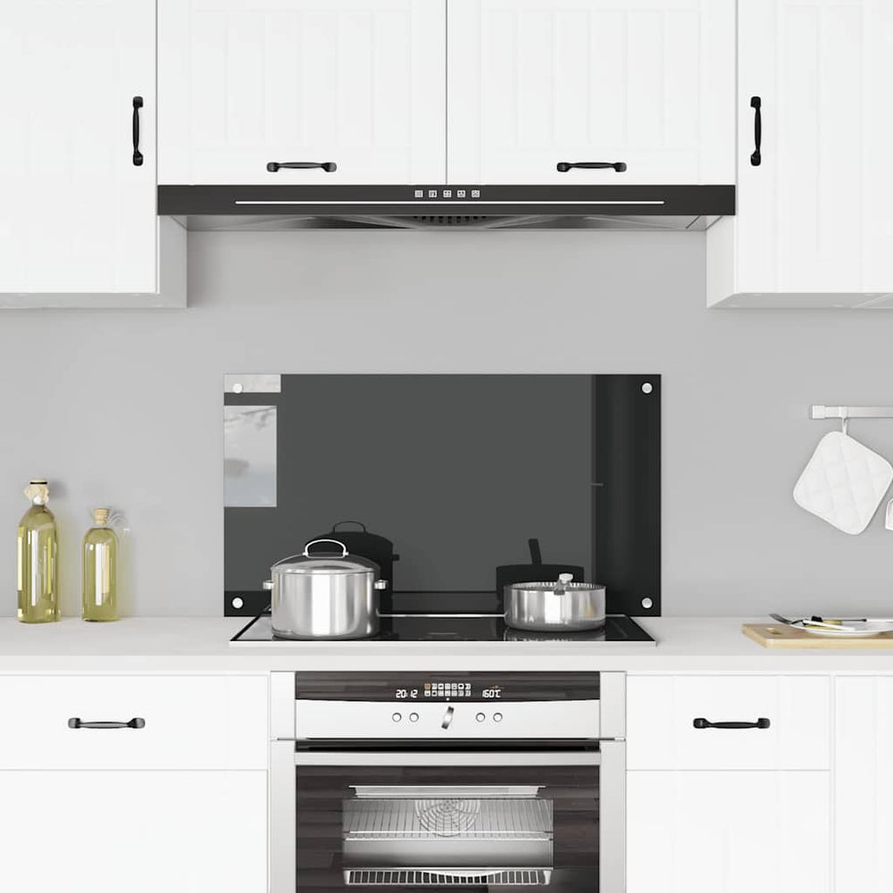 vidaXL Kitchen Splashback Black 90x50 cm Tempered Glass