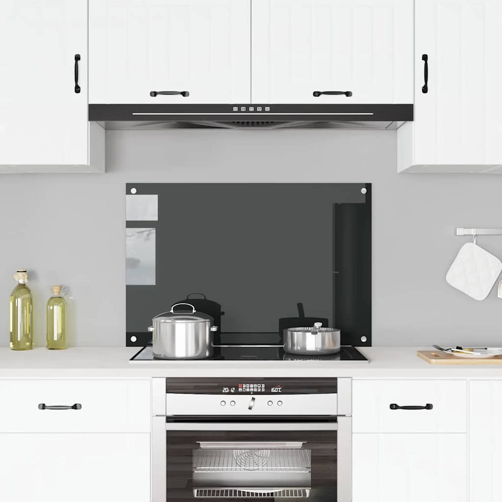 vidaXL Kitchen Splashback Black 90x60 cm Tempered Glass