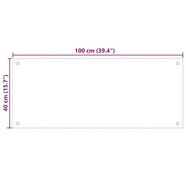 vidaXL Kitchen Splashback Black 100x40 cm Tempered Glass