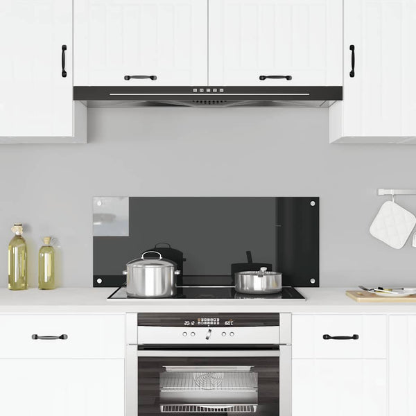 vidaXL Kitchen Splashback Black 100x40 cm Tempered Glass