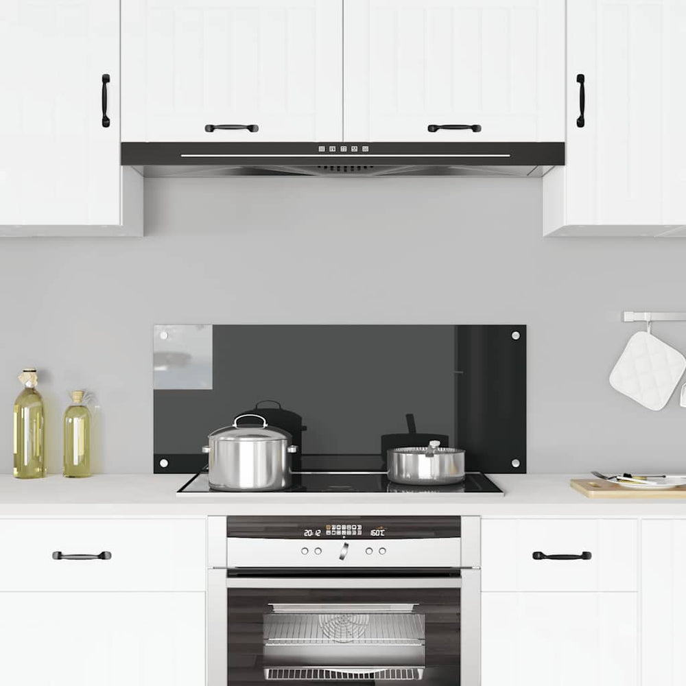 vidaXL Kitchen Splashback Black 100x40 cm Tempered Glass
