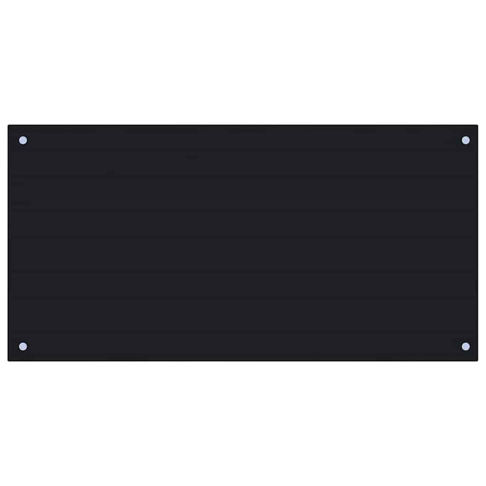 vidaXL Kitchen Splashback Black 100x50 cm Tempered Glass