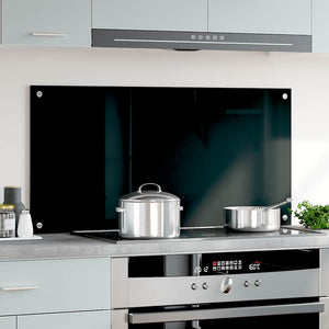 vidaXL Kitchen Splashback Black 100x50 cm Tempered Glass