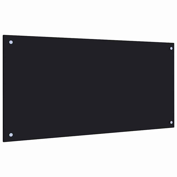 vidaXL Kitchen Splashback Black 100x50 cm Tempered Glass