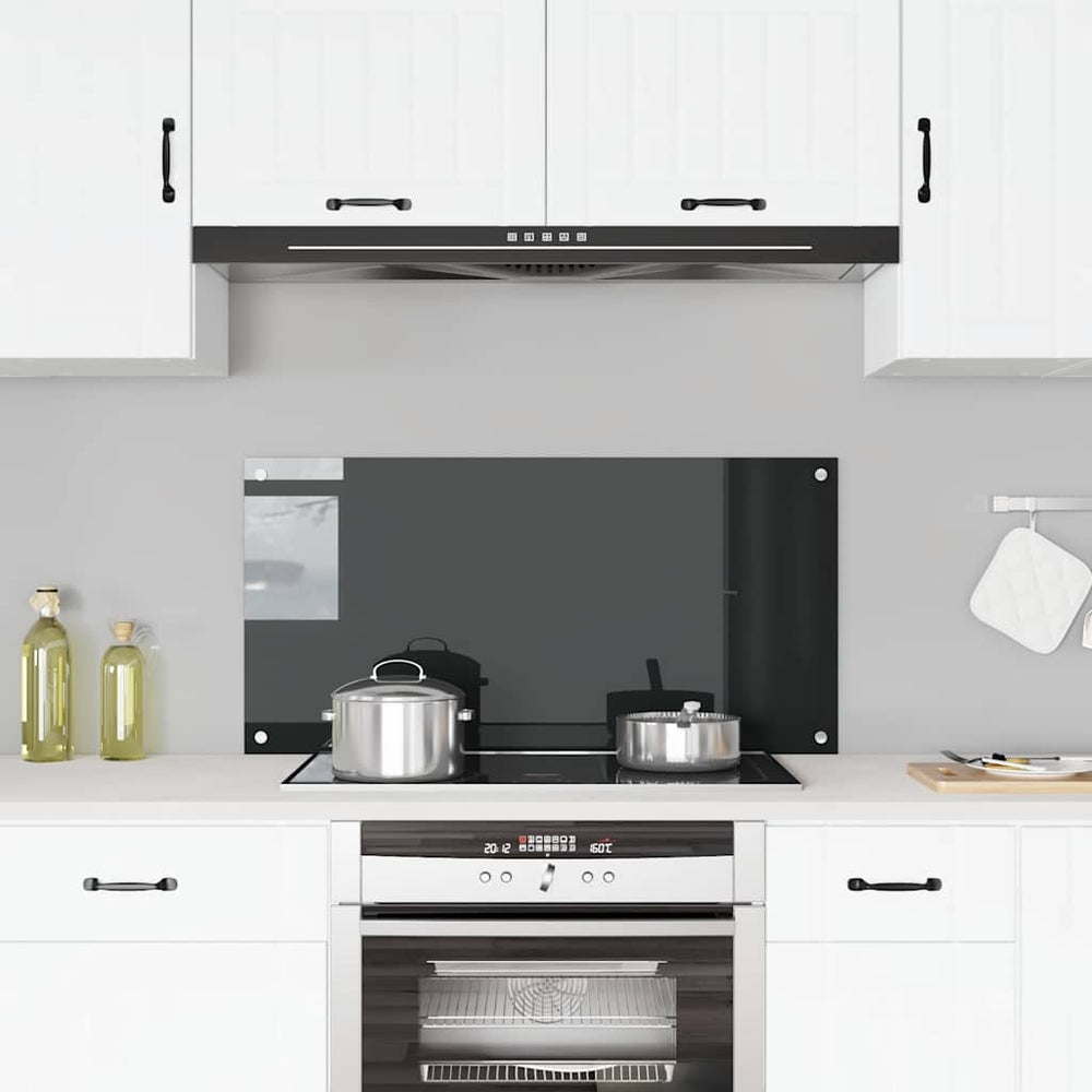 vidaXL Kitchen Splashback Black 100x50 cm Tempered Glass