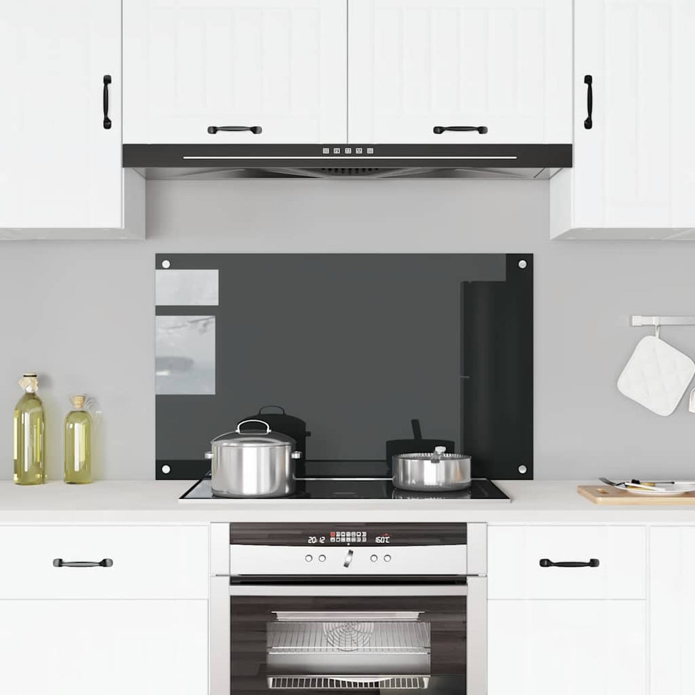 vidaXL Kitchen Splashback Black 100x60 cm Tempered Glass