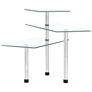 vidaXL Kitchen Corner Shelf 3 Tiers Tempered Glass