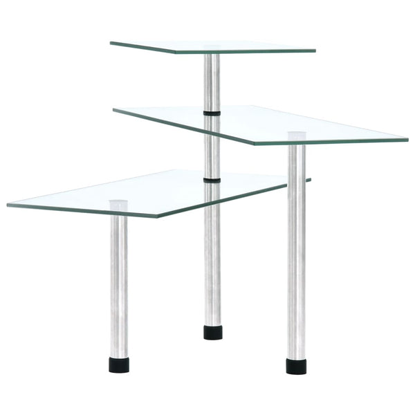 vidaXL Kitchen Corner Shelf 3 Tiers Tempered Glass