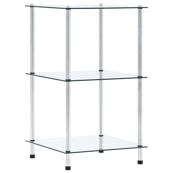 vidaXL 3-Tier Shelf Transparent 40x40x67 cm Tempered Glass