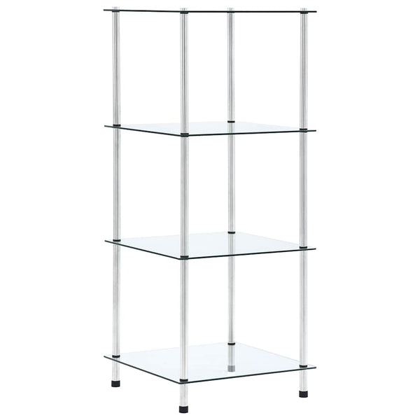 vidaXL Shelving Unit with 4 Tiers Transparent 40x40x100 cm Tempered Glass