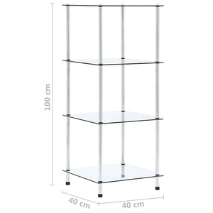 vidaXL Shelving Unit with 4 Tiers Transparent 40x40x100 cm Tempered Glass