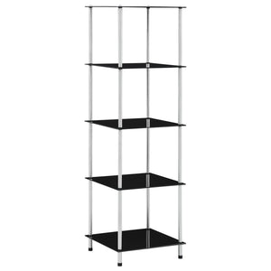 vidaXL 5-Tier Black Shelf 40x40x130 cm Tempered Glass