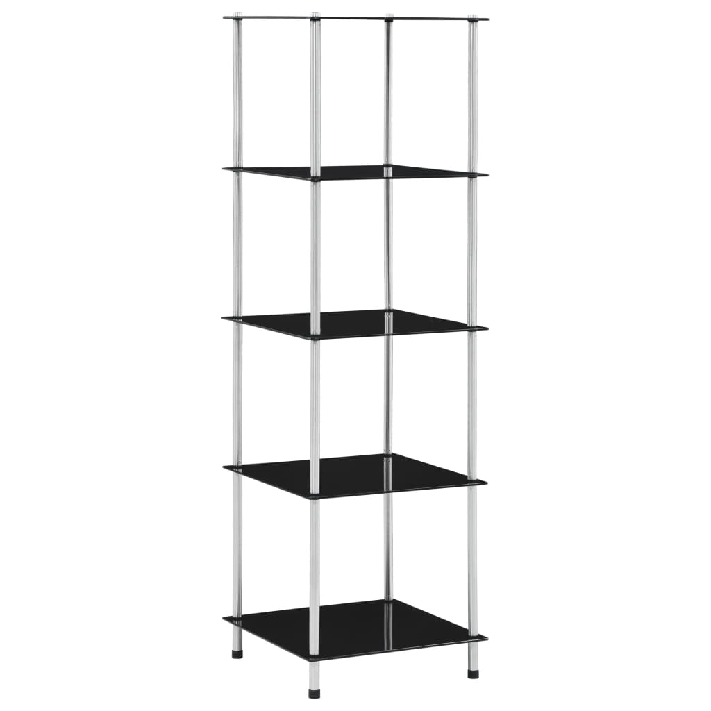 vidaXL 5-Tier Black Shelf 40x40x130 cm Tempered Glass
