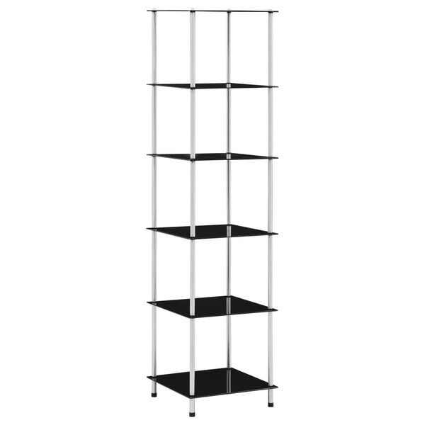 vidaXL 6-Tier Shelving Unit Black 40x40x160 cm Tempered Glass