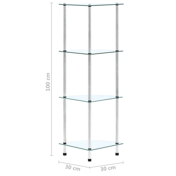 vidaXL 4-Tier Shelf Transparent 30x30x100 cm Tempered Glass