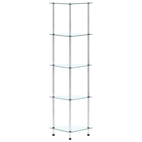 vidaXL 5-Tier Shelf Transparent 30x30x130 cm Tempered Glass