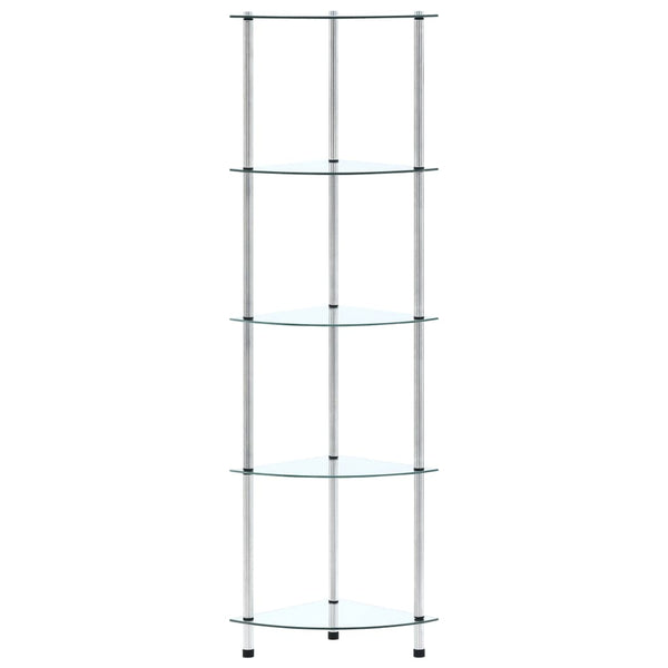 vidaXL 5-Tier Shelf Transparent 30x30x130 cm Tempered Glass