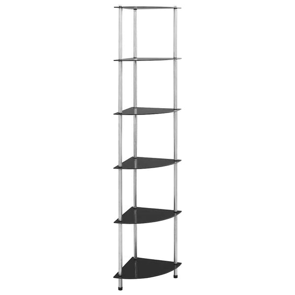 vidaXL Shelf with 6 Shelves Black 30x30x160 cm Tempered Glass