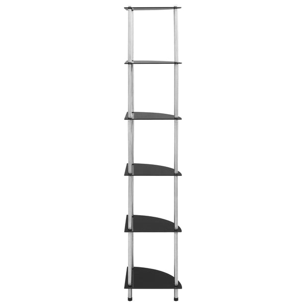 vidaXL Shelf with 6 Shelves Black 30x30x160 cm Tempered Glass