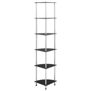 vidaXL Shelf with 6 Shelves Black 30x30x160 cm Tempered Glass