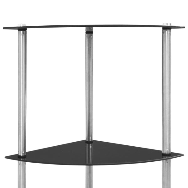 vidaXL Shelf with 6 Shelves Black 30x30x160 cm Tempered Glass