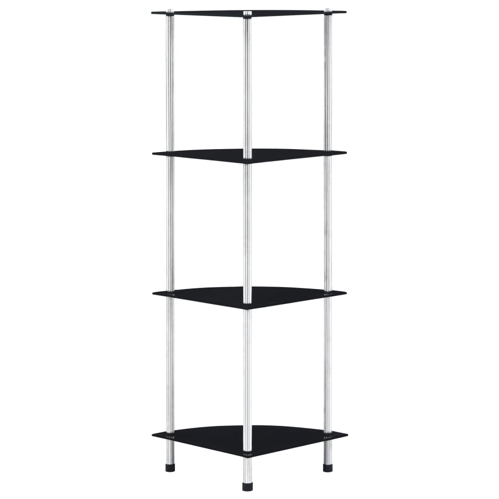 vidaXL 4-Tier Shelf Black 30x30x100 cm Tempered Glass