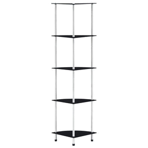 vidaXL 5-Tier Shelf Black 30x30x130 cm Tempered Glass