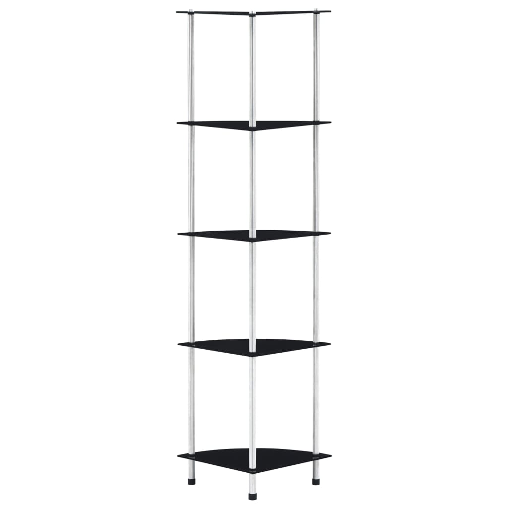 vidaXL 5-Tier Shelf Black 30x30x130 cm Tempered Glass