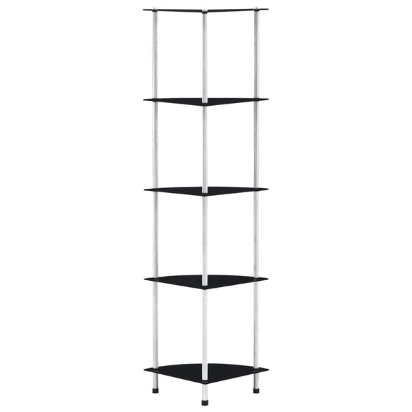 vidaXL 5-Tier Shelf Black 30x30x130 cm Tempered Glass