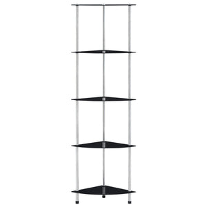 vidaXL 5-Tier Shelf Black 30x30x130 cm Tempered Glass