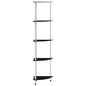 vidaXL 5-Tier Shelf Black 30x30x130 cm Tempered Glass