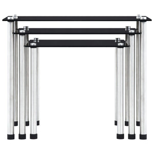 vidaXL Nesting Tables 3 pcs. Black Tempered Glass