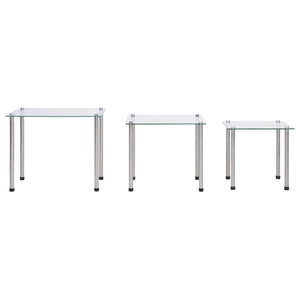 vidaXL Nesting Tables 3-piece Transparent Tempered Glass