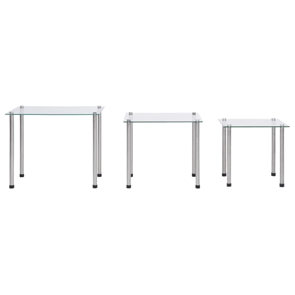 vidaXL Nesting Tables 3-piece Transparent Tempered Glass