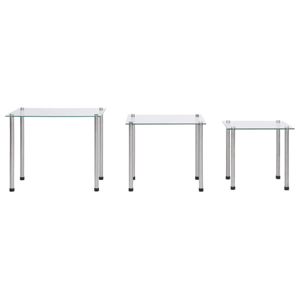 vidaXL Nesting Tables 3-piece Transparent Tempered Glass
