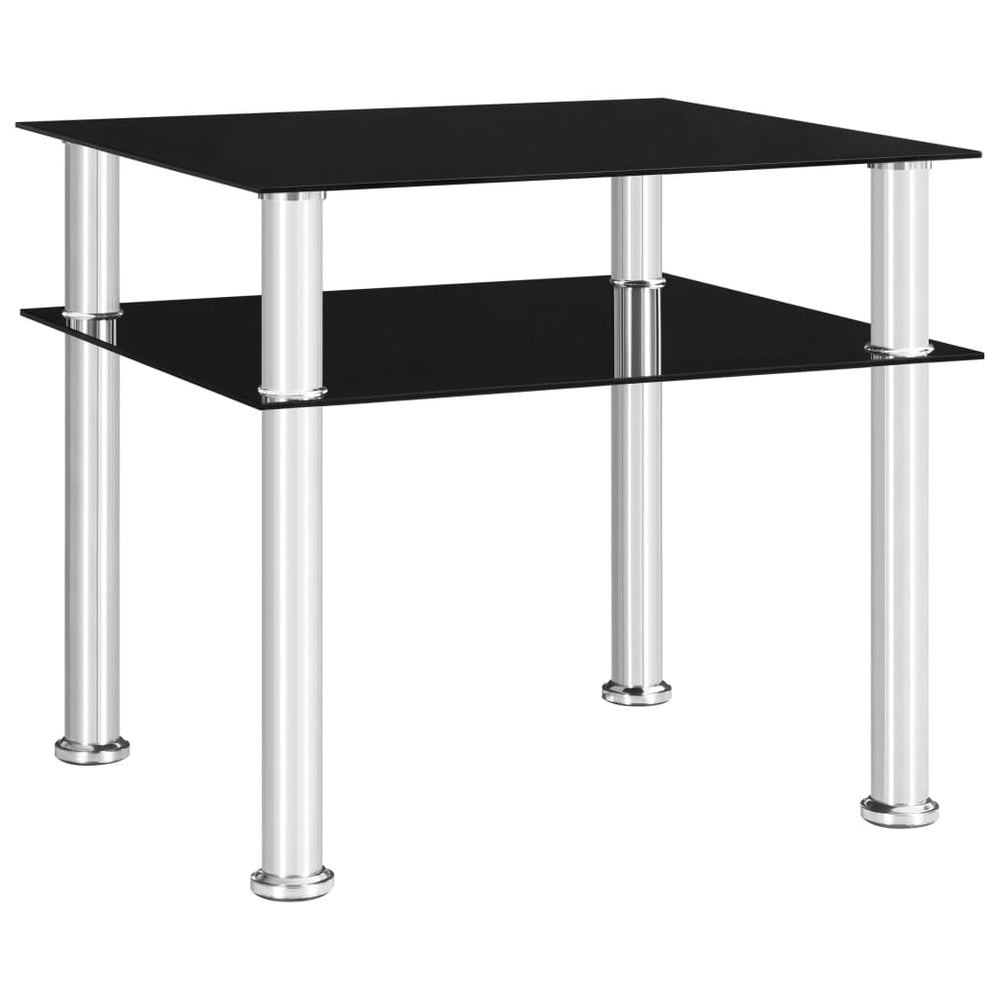 vidaXL Side Table Black 45x50x45 cm Tempered Glass