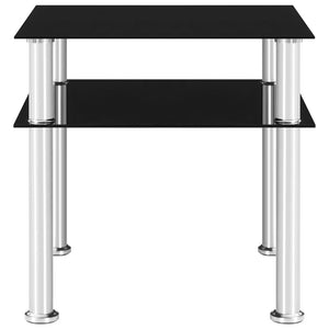 vidaXL Side Table Black 45x50x45 cm Tempered Glass
