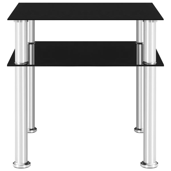 vidaXL Side Table Black 45x50x45 cm Tempered Glass