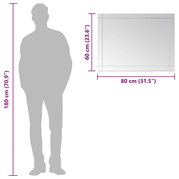 vidaXL Wall Mirror 80x60 cm Glass