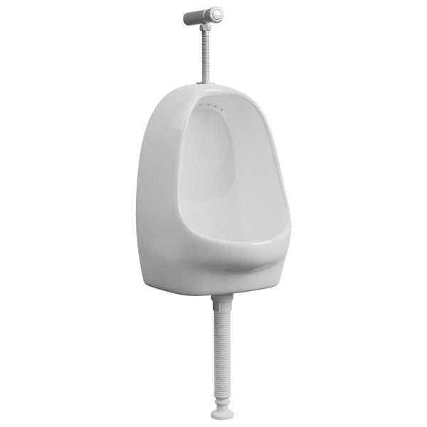 vidaXL Wall-Mounted Urinal with Flush Valve Ceramic White