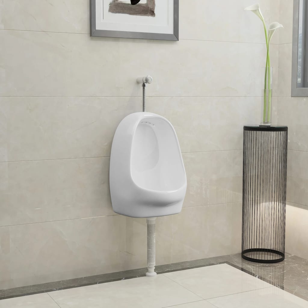 vidaXL Wall-Mounted Urinal with Flush Valve Ceramic White
