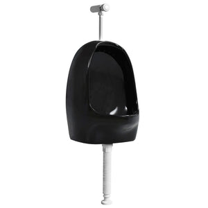 vidaXL Wall-Mounted Urinal with Flush Valve Ceramic Black