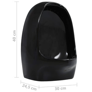 vidaXL Wall-Mounted Urinal with Flush Valve Ceramic Black